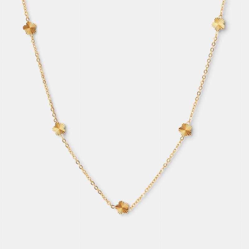 Spredeblomst Halskæde i 18k Guld