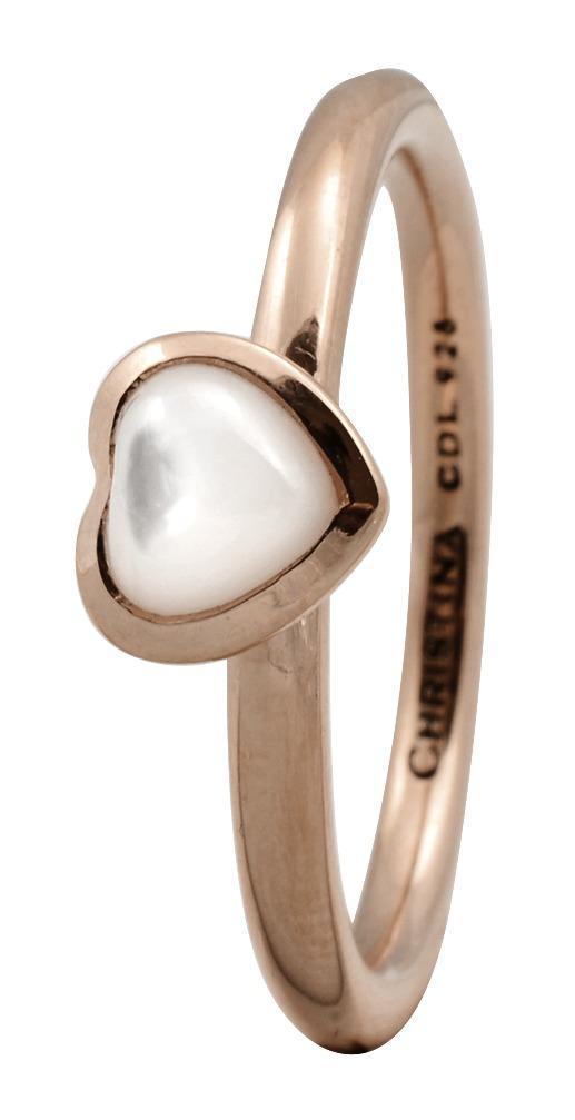 Christina Rose Sølvring med Hjerte og Perlemor - 49