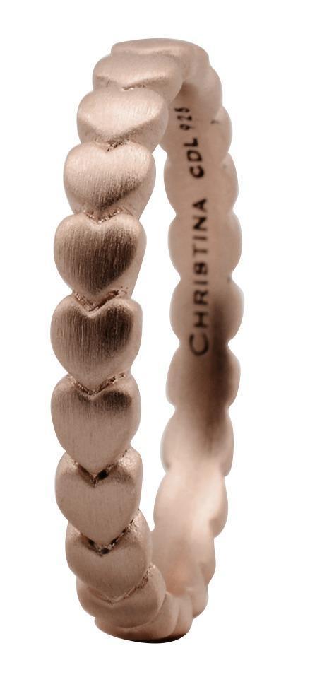 Christina Rose Sølvring med Hjerter - 14c Str. 49