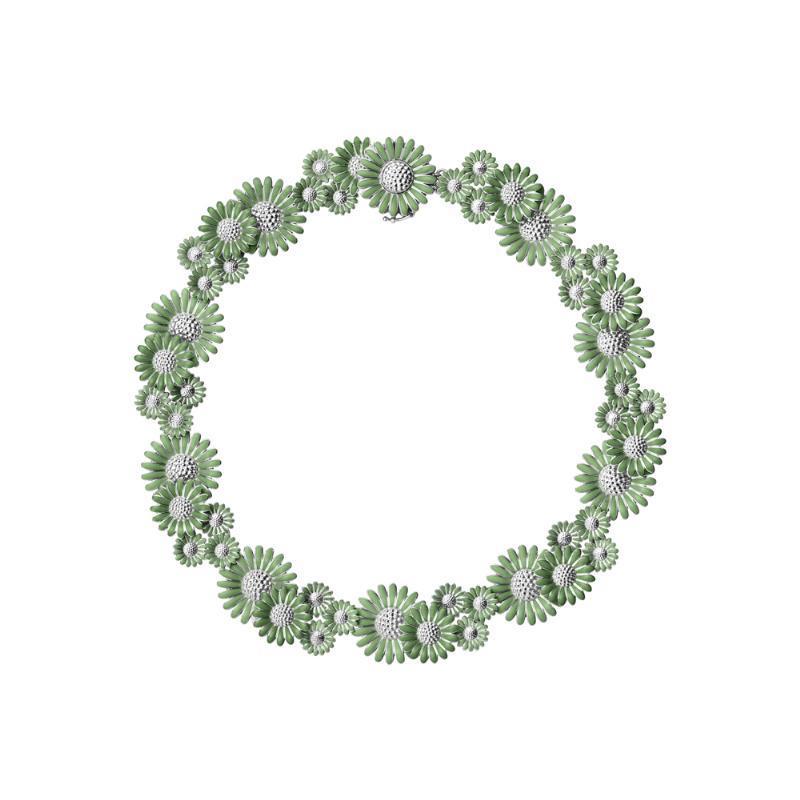 Georg Jensen X Stine Goya Daisy Halskæde - Sølv/Mørkegrøn