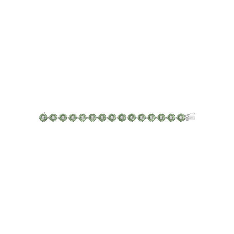 Georg Jensen X Stine Goya Daisy Armbånd - Sølv/Mørkegrøn