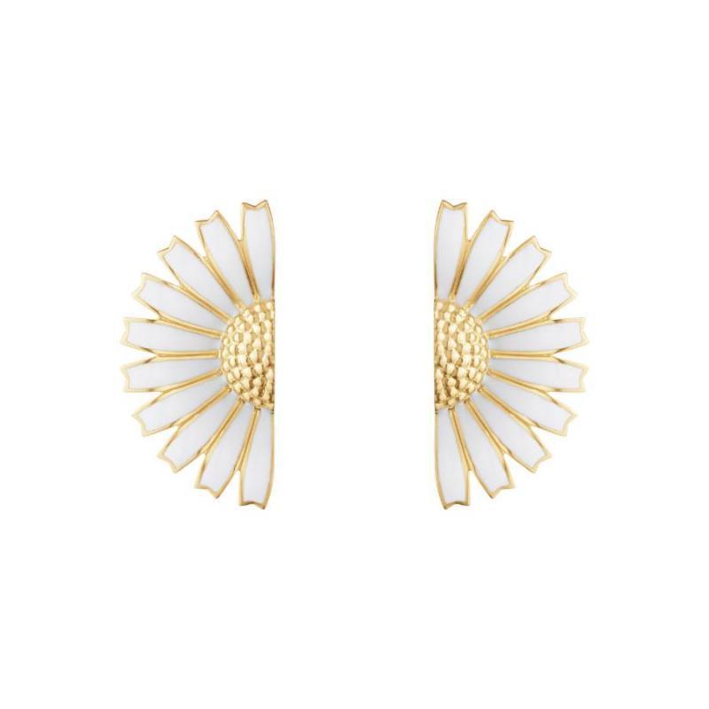 Georg Jensen Daisy Forgyldt ørestik Hvid - 20001551