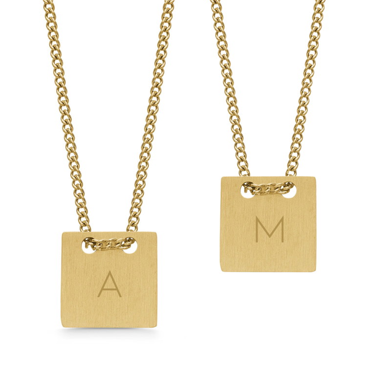 2x Arva Bogstav Halskæde i 18k Guld