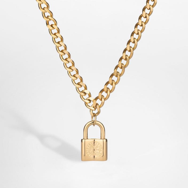 Vegvisir Låse Halskæde - Guld - 50 cm - Herre