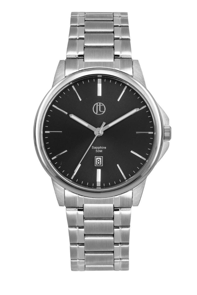 Herreur i Stål med Sort Skive fra Jeweltime