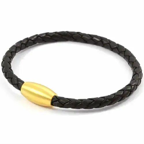 Sort Læderarmbånd med Magnetlås