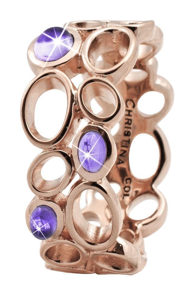 Christina Rose Sølvring med Amethyst Bobler - Str. 49