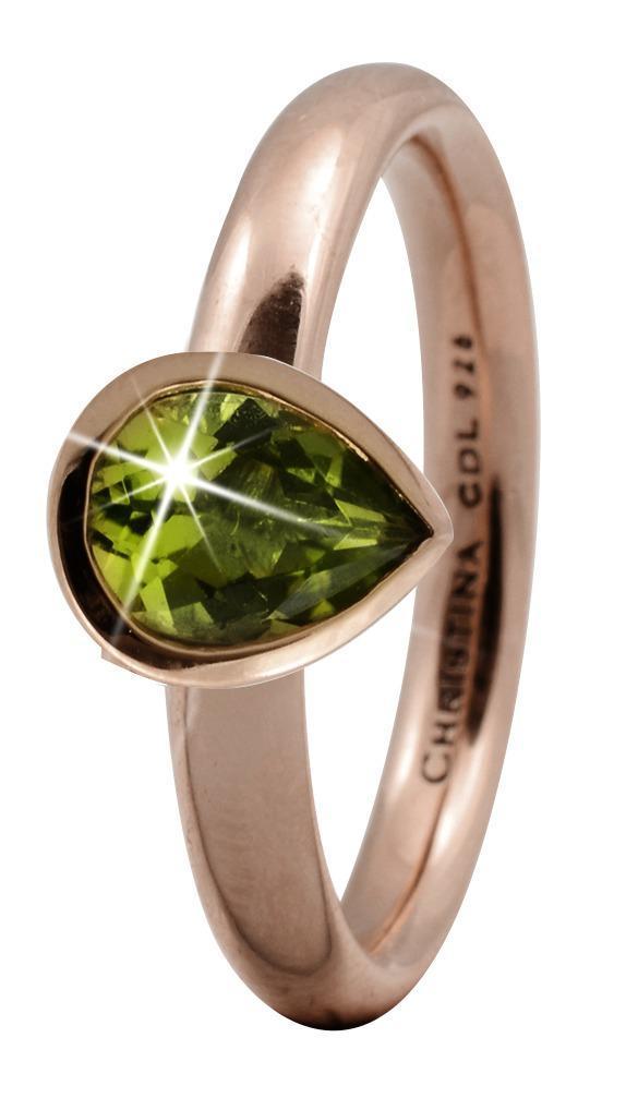 Christina Rose Sølvring med Peridot - Størrelse 49