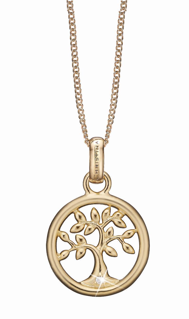 Forgyldt Vedhæng med Diamant Livets Træ