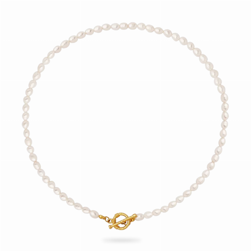 Buckle Perle Halskæde 18k Guld - 42 Cm