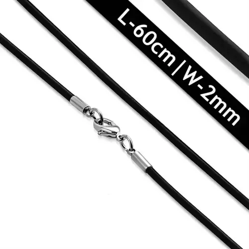 Sort Gummisnor 2mm x 60cm