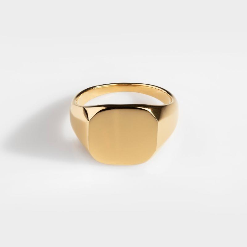 Klassisk Signatur - Guldtonet Herre Ring - Str 6