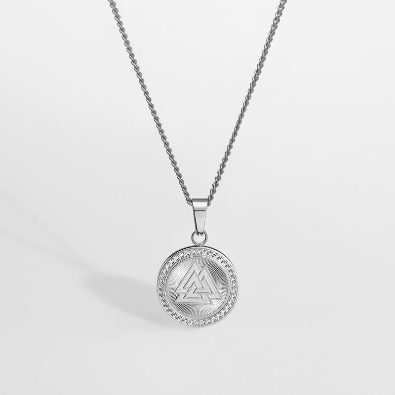 Valknut Herrehalskæde i Sølvtoner - 60 cm
