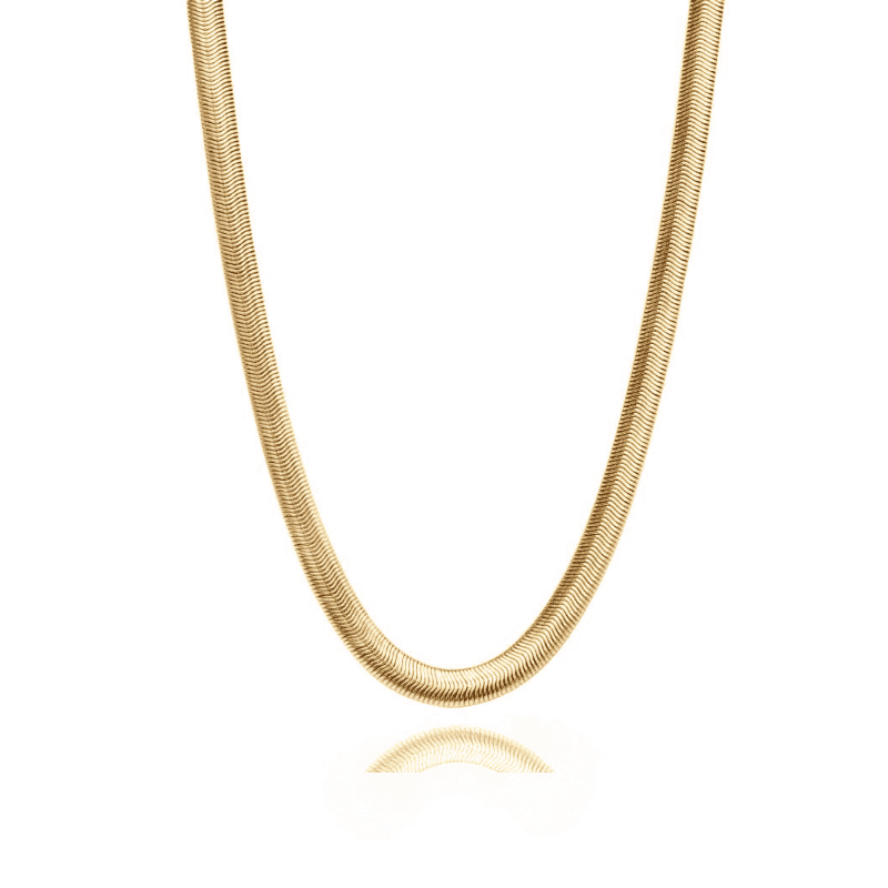 Bred Slange Kæde 18k Forgyldt