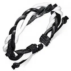 Sort-hvidt læderarmbånd