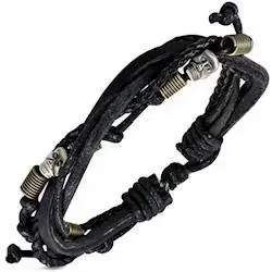 Sorte Læderarmbånd med Dødningehoveder