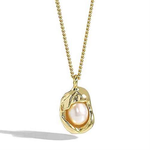 Perle Cube Halskæde i Sterling Sølv 14k