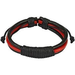 Sortrød Læderarmbånd Wind
