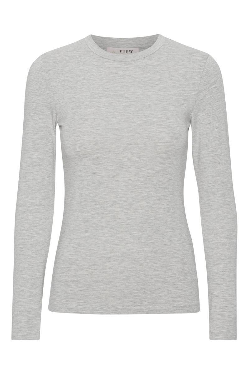 A-view - Bluse - Stabil Top Ls - Light Grey Melange