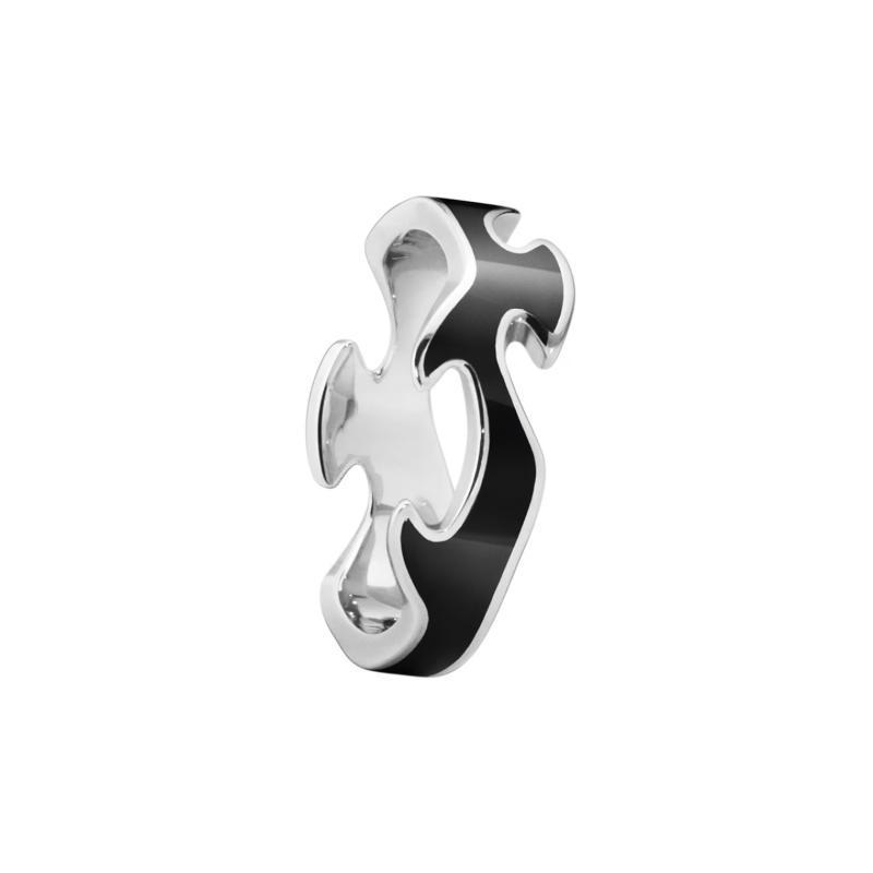 Georg Jensen Fusion Center Ring Sort - 18 Kt Hvidguld 54