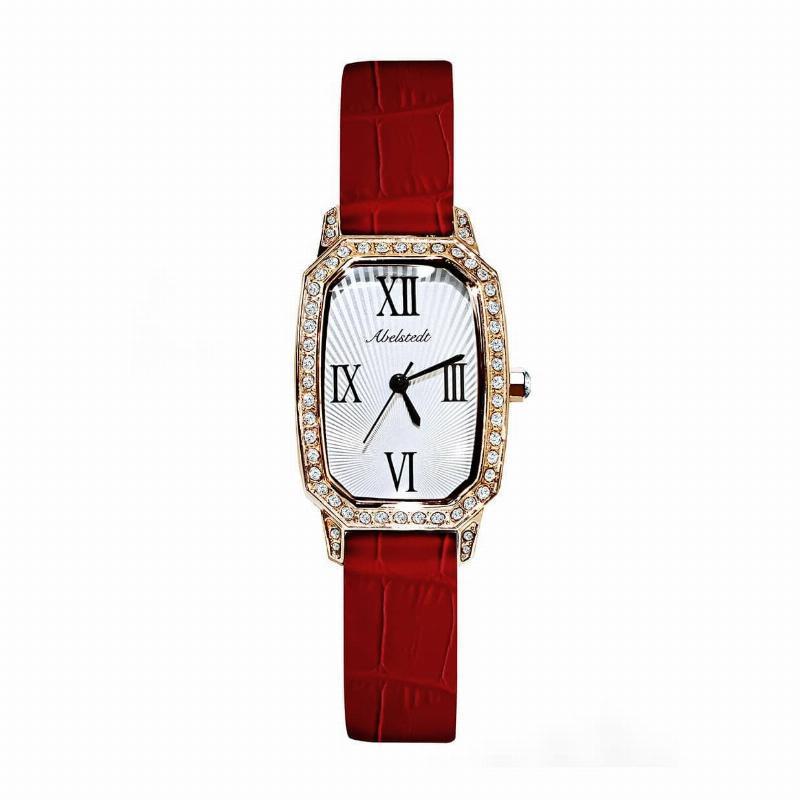 Abelstedt Rød Ur med Forgyldt Stål