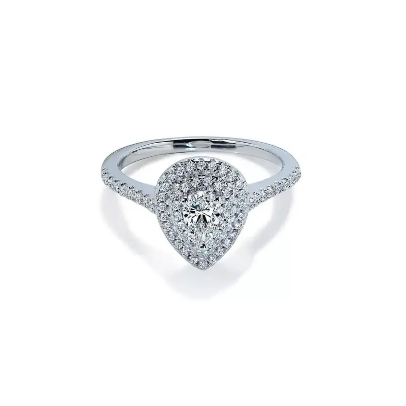 Oxford Dobbelt Halo Pear Ring