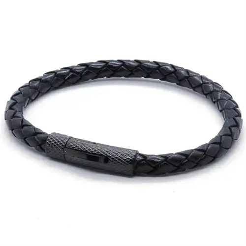 Elian Læderarmbånd Lux Sort på Sort