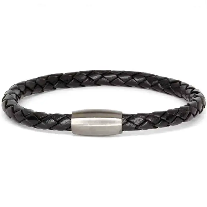 Enkel Sort Armbånd i Bololæder