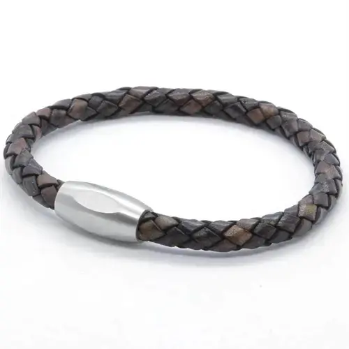 Lionar Brunt Læderarmbånd I Boloflet