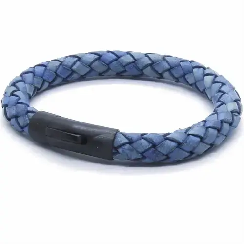 Blåt Strato Læderarmbånd