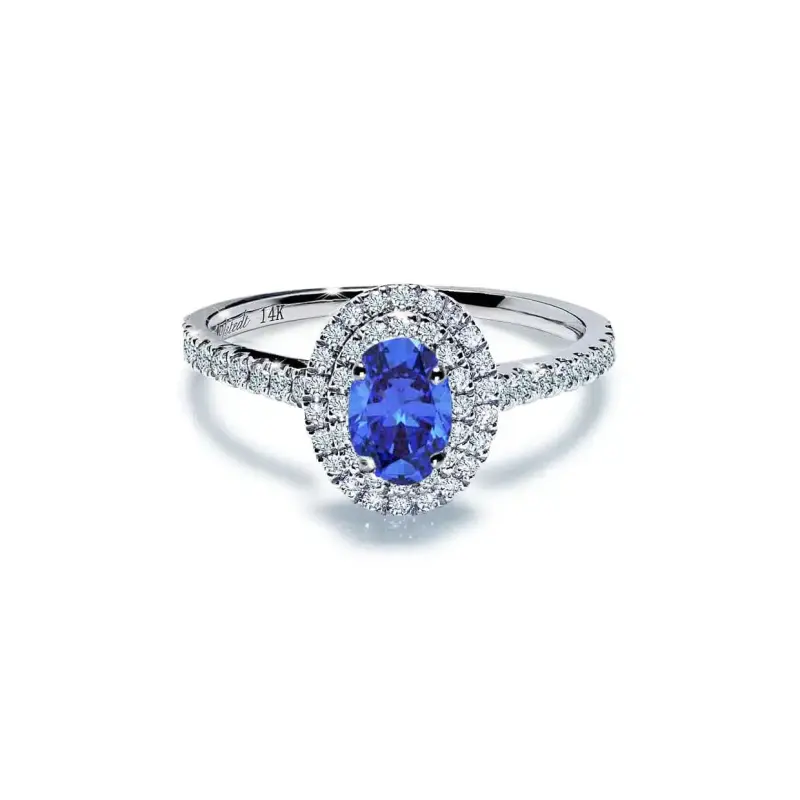 Winston Forlovelsesring med Blå Safir og Diamanter