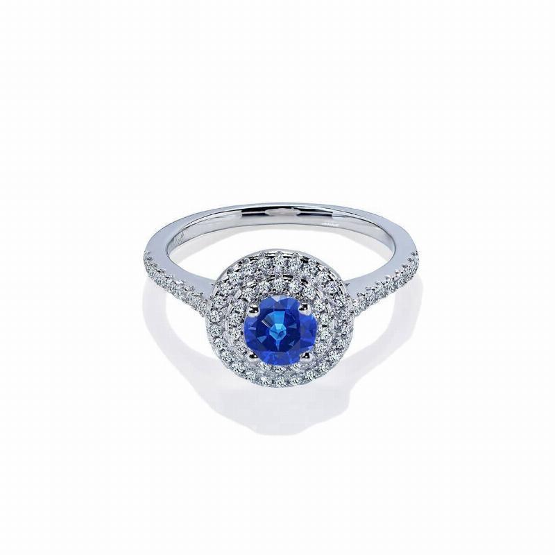 Grace Blå Safir Forlovelsesring med Diamanter