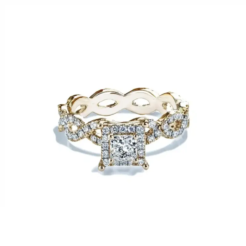 Amora Forlovelsesring med Diamant og Safir Twist