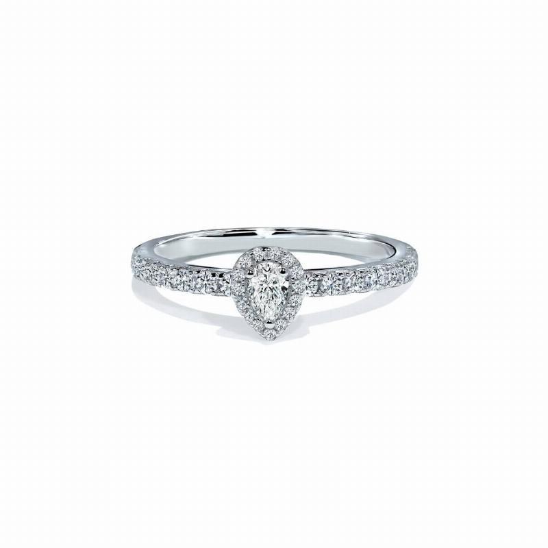 Venedig Pæreformet Halo Diamantring