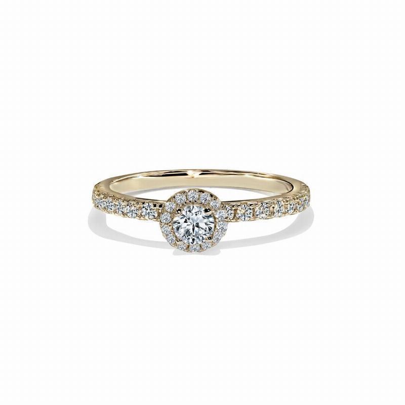 Palermo Guld Forlovelsesring med Diamant Halo
