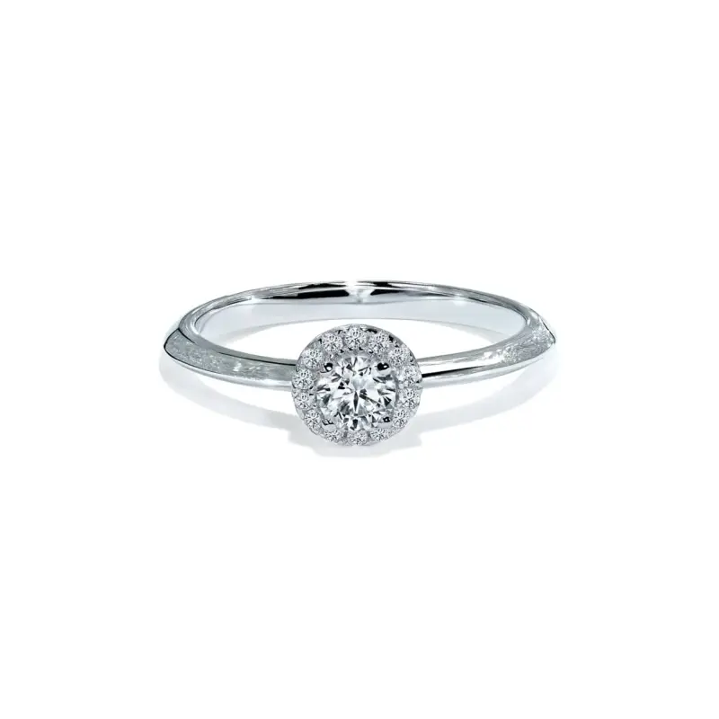 Oxford Sølv Halo Kvadratisk Solitaire Ring med Sten