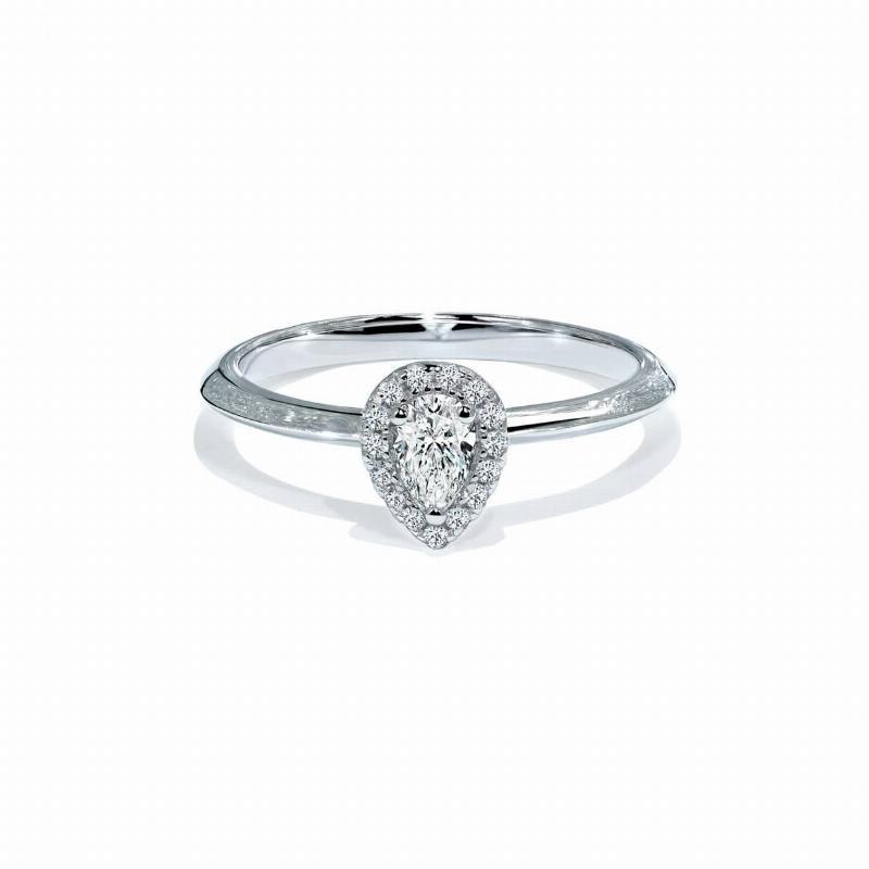 Milano Diamant Halo Forlovelsesring i Pæreform