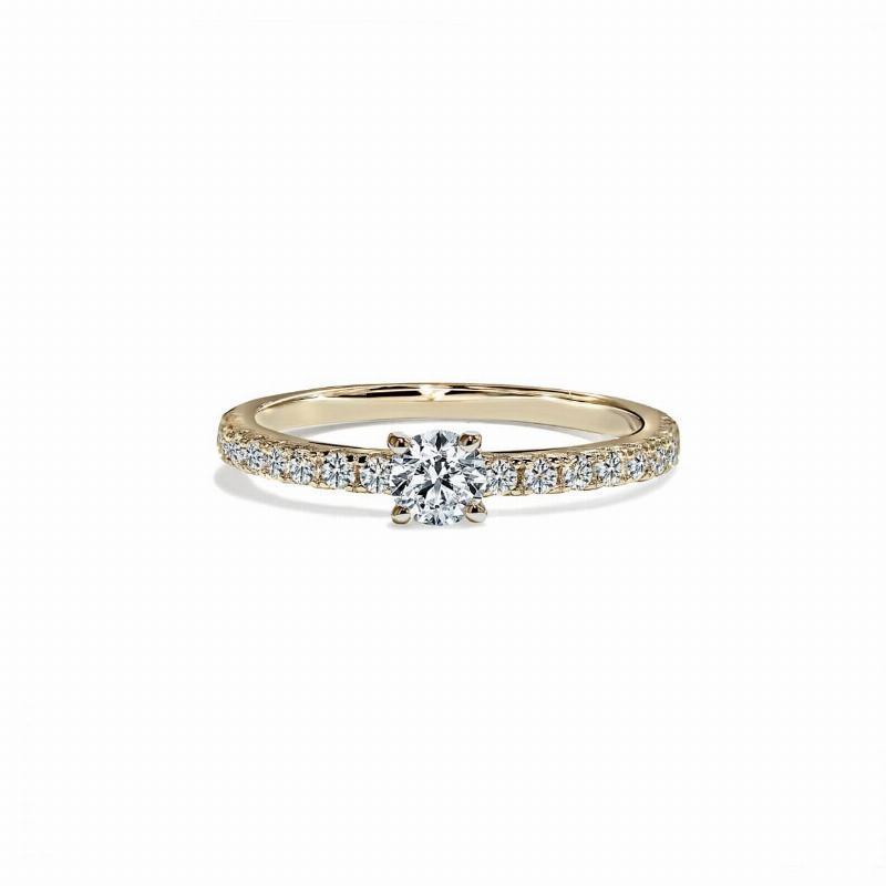 Capri Solitaire Forlovelsesring Med Rund Diamant Og Diamantbånd