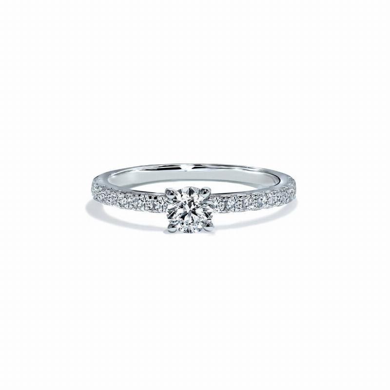 Oxford Sølv Rund Solitaire-ring med Ædelsten