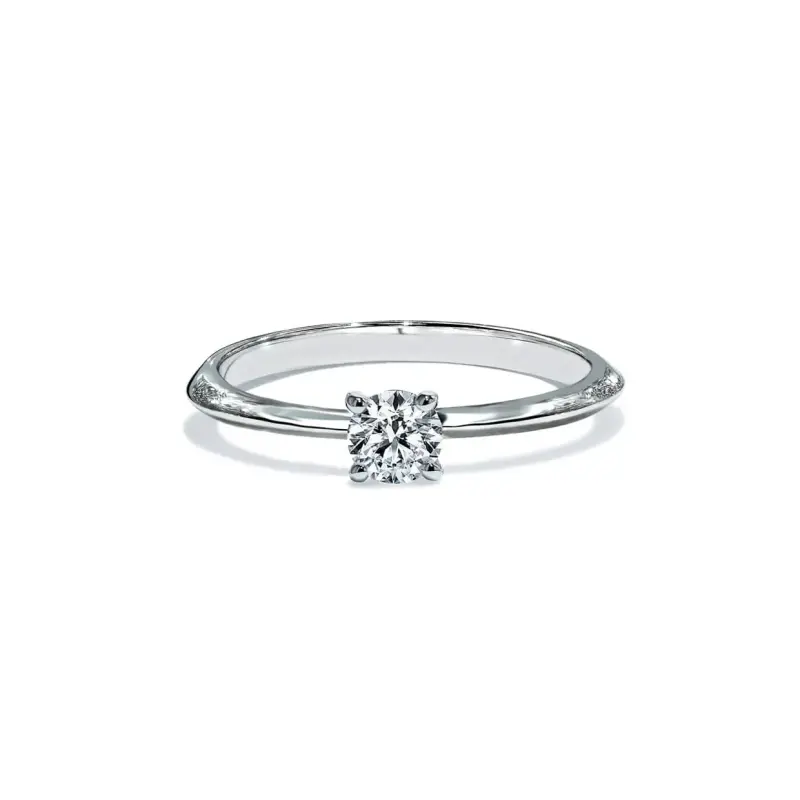Paris Rund Diamant Solitaire Forlovelsesring i Hvidguld