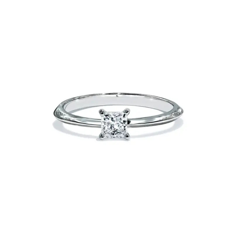 Oxford Sølv Firkantet Ring med Solitaire