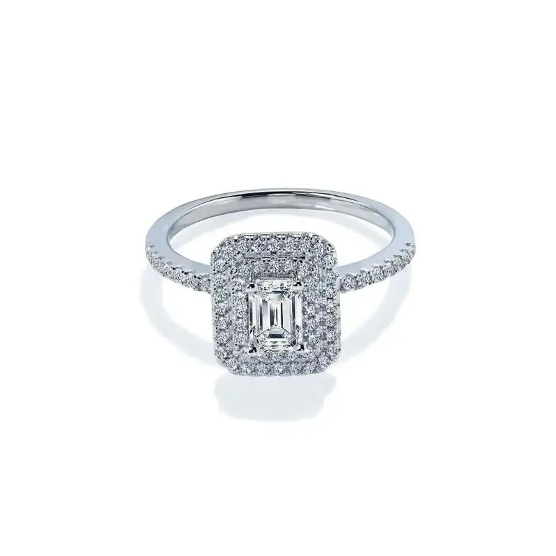 Corfu Forlovelsesring med Hvid Safir og Diamanter