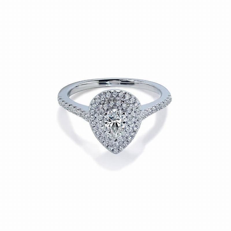 Kærlig Dobbelt Diamant Halo Ring med Safir