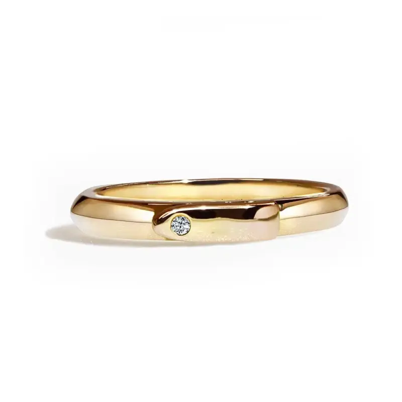 Rytterring i Forgyldt Sterling Sølv med Diamant