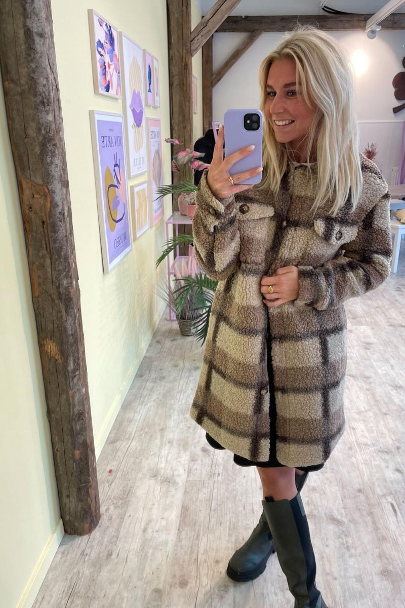 Jdy - Elvis Teddy Lang Jakke - Cementfarvet