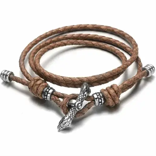Sparz Læder Armbånd med Slangeprint