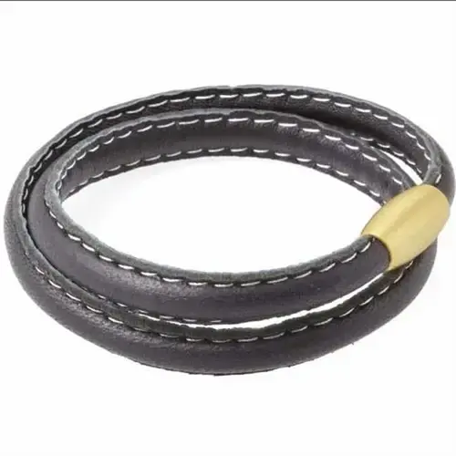 Læderarmbånd i Kalveskind med Gulddetaljer