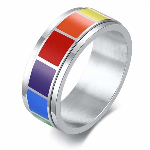Regnbuefarvet Spinning Pride Ring