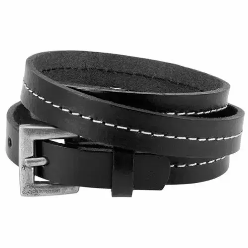 Triplet Stitz Sort Læderarmbånd