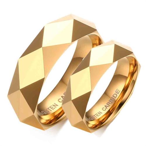 Guldfarvet Faceteret Tungstenring
